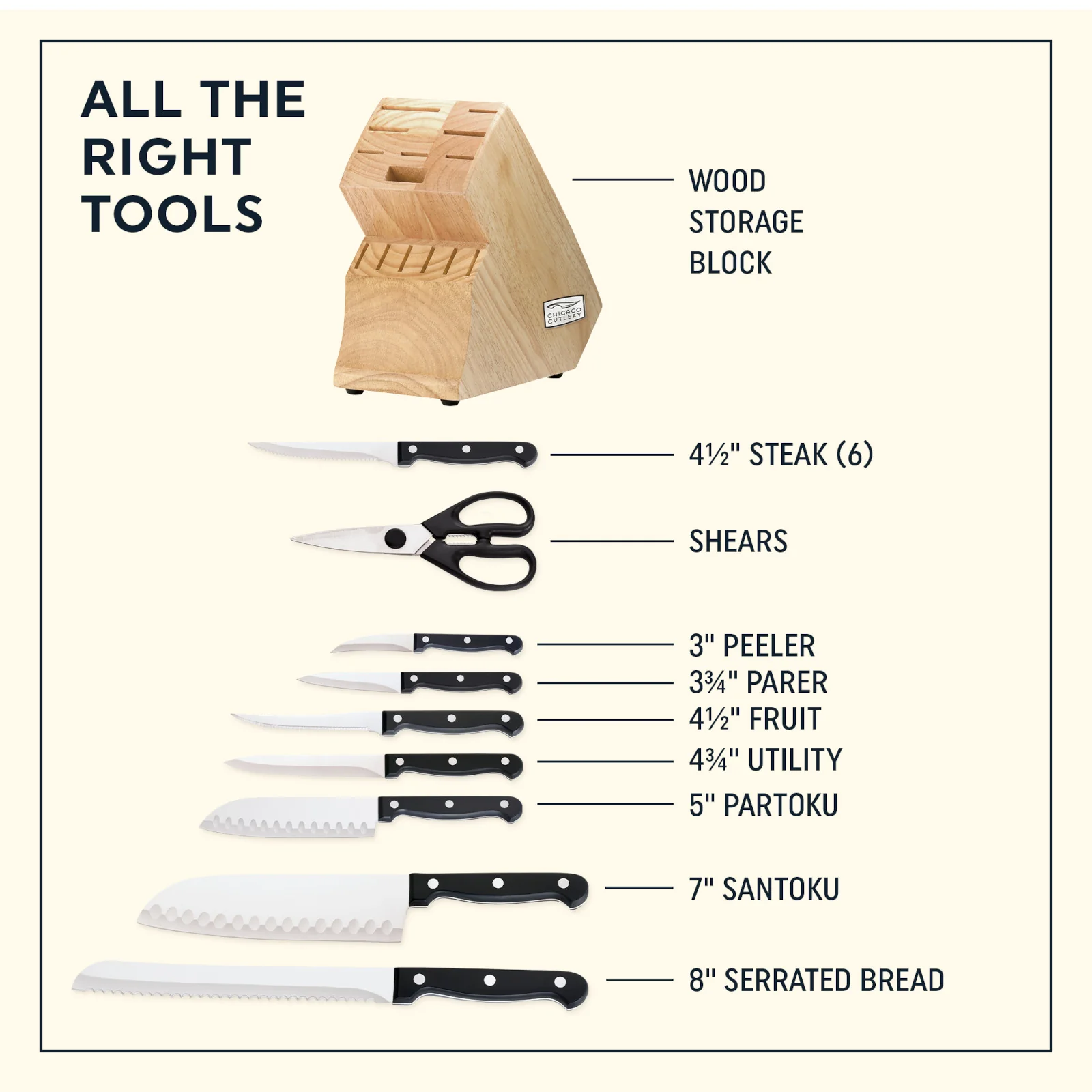 Chicago Cutlery® EssentialsTM 15-piece Block Set Knife - Image 6