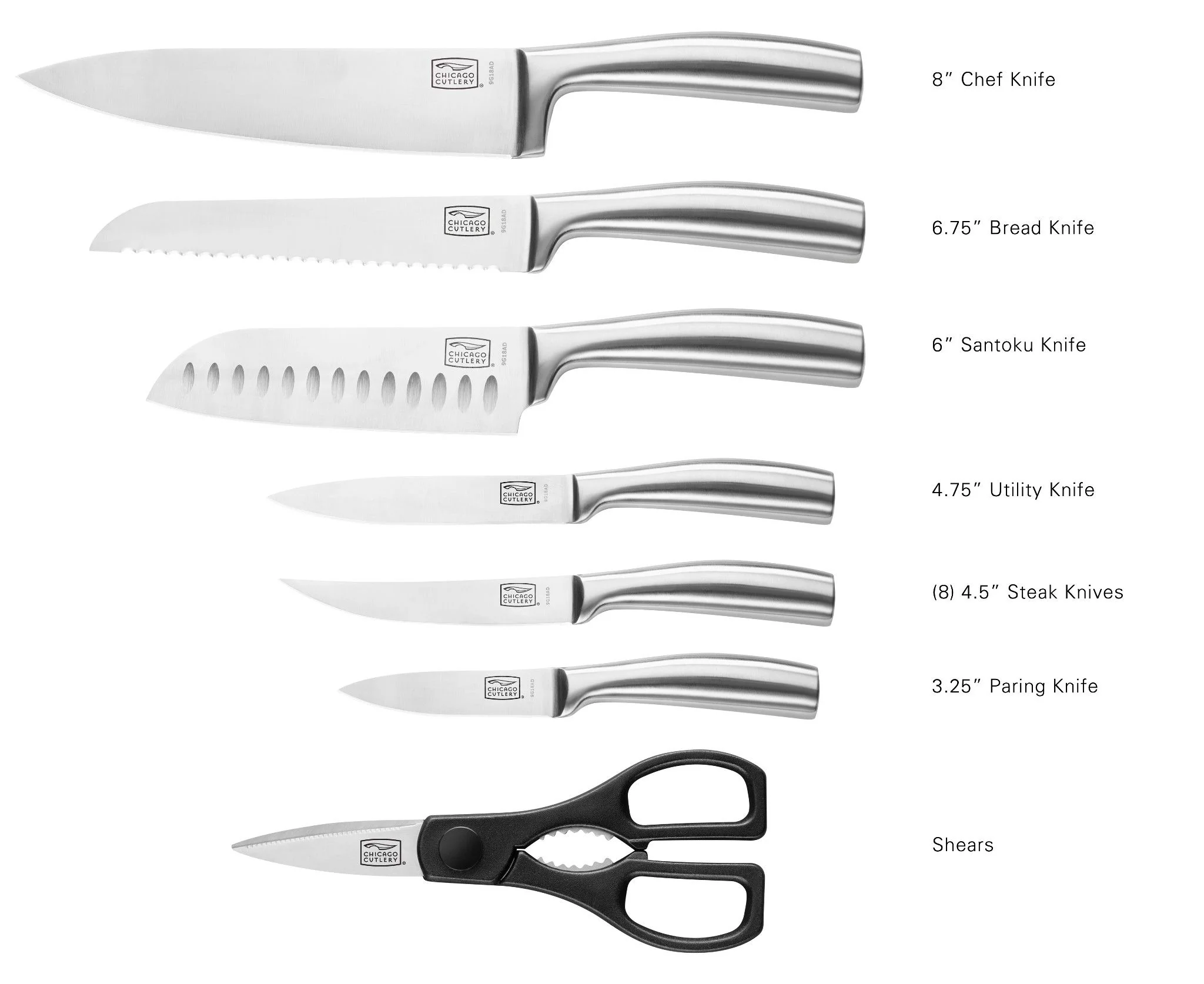 Chicago Cutlery® MaldenTM 16-piece Stainless Steel Block Set Knife - Image 4