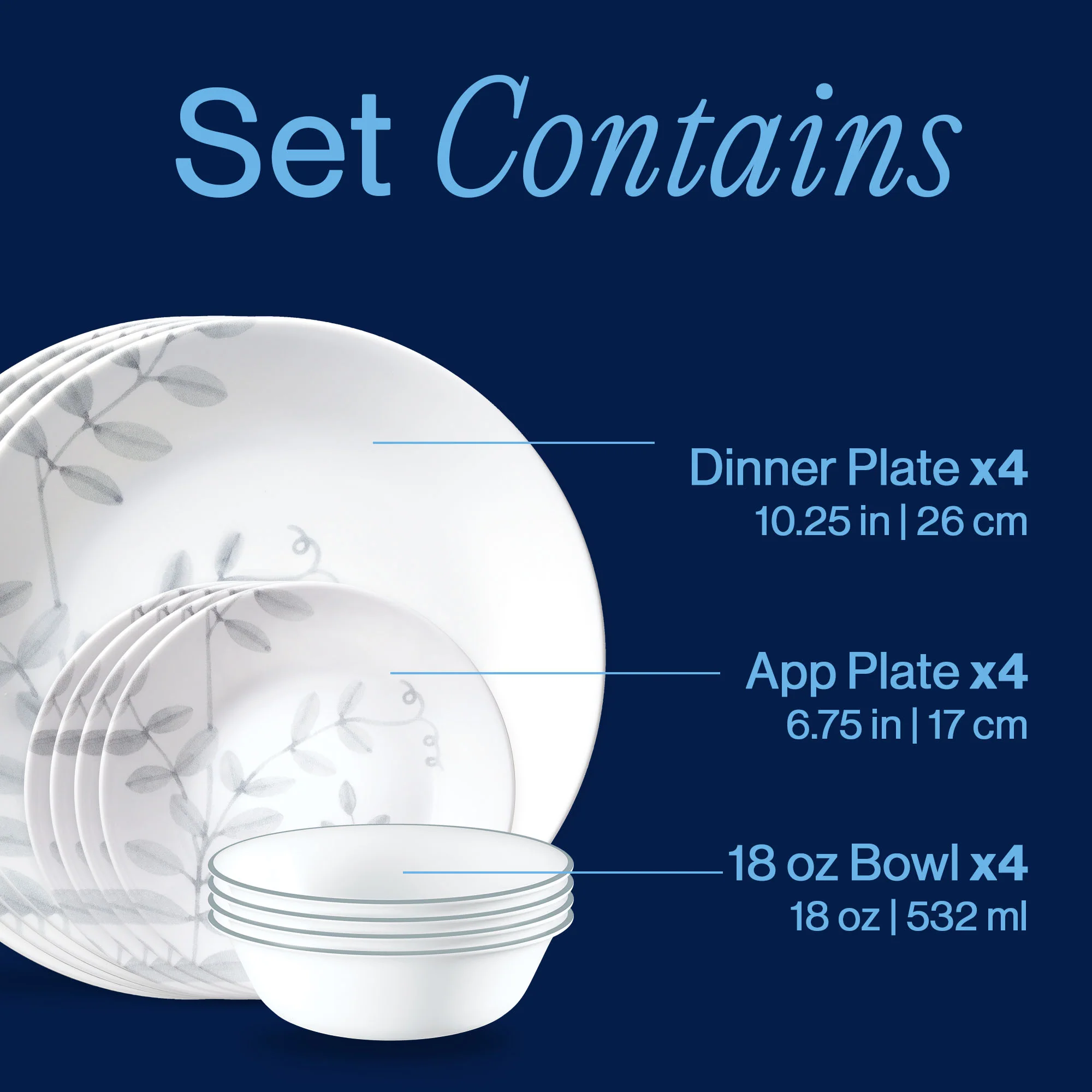 Corelle® Flowing Fern 12-piece Dinnerware Set, Service for 4 - Image 3