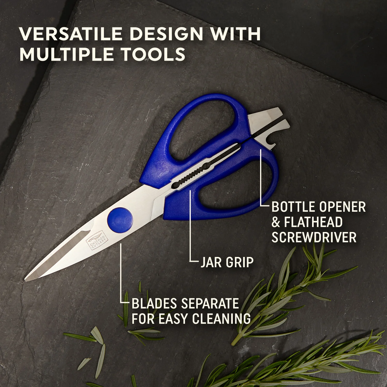 Chicago Cutlery 2-piece Kitchen Shears in Blueberry and Blue Frost Jar - Image 2
